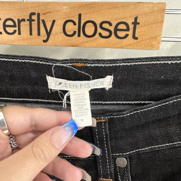 Eileen Fisher Straight Leg Stretch Jeans Vintage Black Size 8 - Picture 2 of 3